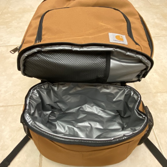 (Sold)Carhartt Unisex Insulated Two Compartment 24-Can Cooler Backpack Brown - Picture 6 of 10